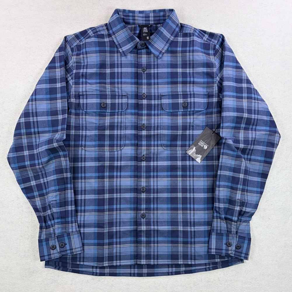 NWT! Mountain Hardwear Voyager One Mens Blue Plaid Long Sleeve Button Shirt M